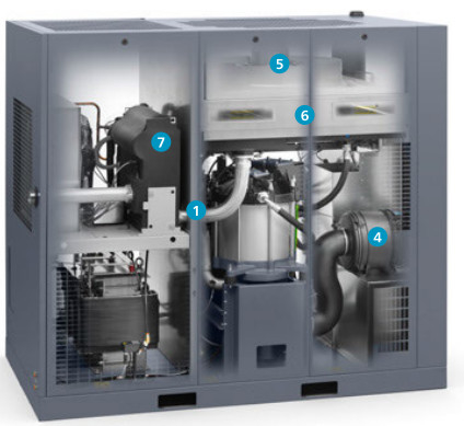 110kw আটলাস স্ক্রু এয়ার কম্প্রেসার ভিএসডি প্লাস জিএ 110 ভিএসডি + অ্যালুমিনিয়াম খাদ উপাদান
