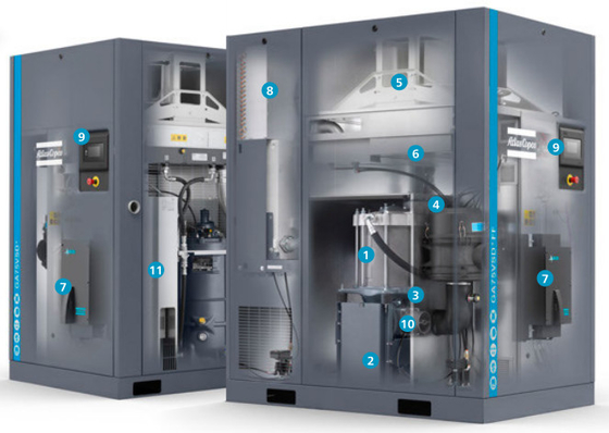 GA 75L VSD+ আটলাস স্ক্রু এয়ার কম্প্রেসার 75kw তেল ইনজেকশন